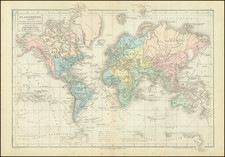 Planisphere Indiquant les principaux Voyages autour du Monde et les grandes Decouvertes geographiques depuis le XVe Siecle