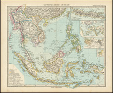 Southeast Asia, Philippines, Singapore and Indonesia Map By Adolf Stieler