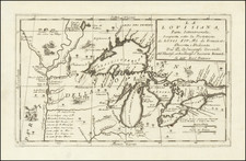 (First Map of the Great Lakes) La Louisiana, Parte Settentrionalle, Scoperta sotto Protettione di Luigi XIV, Re di Francia . . . 