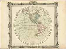Western Hemisphere and America Map By Louis Brion de la Tour