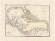 Carte Des Antilles Du Golfe Du Mexique et d'une partie des Etats voisons…1842 [Republic of Texas] By Alexandre Emile Lapie