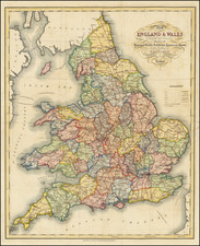 Map of England & Wales Divided into Counties Shewing the Principal Roads, Railways, Canals & the Rivers, as far as they are Navigable
