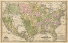 United States Map By Samuel Augustus Mitchell