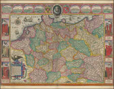 Europe, Netherlands, Belgium, Austria, Poland, Hungary, Czech Republic & Slovakia and Germany Map By Willem Janszoon Blaeu