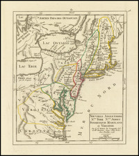 New England, New York State and Mid-Atlantic Map By Gilles Robert de Vaugondy