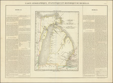 [ First map of Michigan Territory published in Europe ]  Carte Geographique, Statistique et Historique De Michigan By Jean Alexandre Buchon