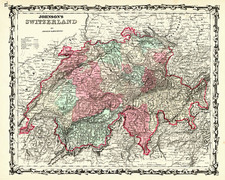 Europe and Switzerland Map By Benjamin P Ward  &  Alvin Jewett Johnson