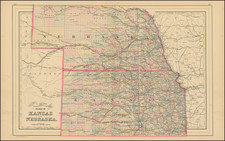 Kansas and Nebraska Map By Samuel Augustus Mitchell Jr.