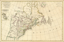 Carte Nouvelle de l'Amerique Angloise Contenant la Virginie, Mary-Land, Caroline, Pensylvania, Nouvelle Iorck, N: Iarsey N: France, et les Terres Nouvellement Decoverte . . . (Inset Map of Boston Harbor) By Pierre Mortier