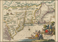 New England, Maine, Massachusetts, New York State, Mid-Atlantic, New Jersey and Pennsylvania Map By John Ogilby