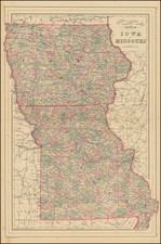 Iowa and Missouri Map By Samuel Augustus Mitchell Jr. / Wm. Bradley & Co.