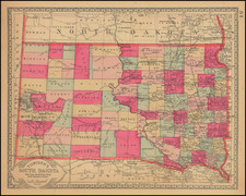 North Dakota and South Dakota Map By H.C. Tunison