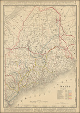 Maine Map By George F. Cram