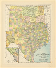 Texas and Oklahoma & Indian Territory Map By Fisk & Co.