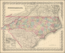 North Carolina Map By Joseph Hutchins Colton