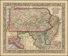 New Jersey and Pennsylvania Map By Samuel Augustus Mitchell Jr.