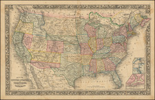 United States Map By Samuel Augustus Mitchell Jr.