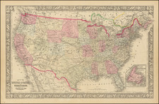 United States, North Dakota, South Dakota and Wyoming Map By Samuel Augustus Mitchell Jr.