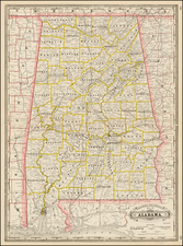 South and Alabama Map By George F. Cram