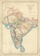 [ Postal Map of India ]   India Shewing The Post Roads And Dawk Stations By James Wyld . . .  By James Wyld