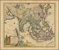 India, Southeast Asia, Philippines and Indonesia Map By Pieter van der Aa