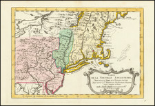 New England, Massachusetts, New York State, Mid-Atlantic and Pennsylvania Map By Jacques Nicolas Bellin