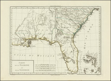 Florida, Southeast and Georgia Map By Pierre Antoine Tardieu