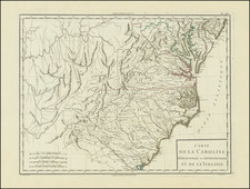 South, Southeast, Virginia, North Carolina and South Carolina Map By Pierre Antoine Tardieu