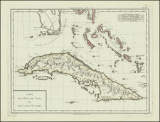 Cuba and Bahamas Map By Pierre Antoine Tardieu