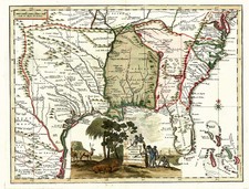 South, Southeast, Texas and Midwest Map By Giambattista Albrizzi