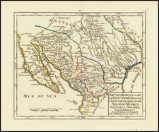 Texas, Southwest, Mexico and Baja California Map By Gilles Robert de Vaugondy