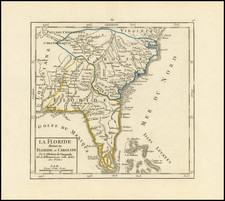 Florida, South, Southeast and Georgia Map By Gilles Robert de Vaugondy