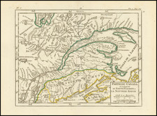 New England and Eastern Canada Map By Gilles Robert de Vaugondy