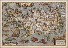 World, Atlantic Ocean, Europe, Iceland and Balearic Islands Map By Abraham Ortelius