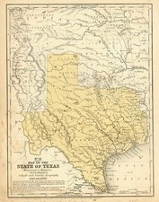 Texas Map By Samuel Augustus Mitchell