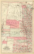 Midwest, Plains, Southwest and Rocky Mountains Map By Joseph Hutchins Colton
