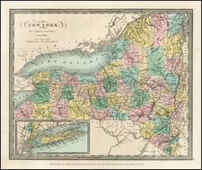 New York State Map By David Hugh Burr