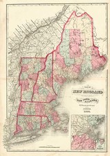 New England and Canada Map By Henry Francis Walling  &  OW Gray