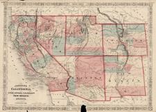 Plains, Southwest, Rocky Mountains and California Map By Alvin Jewett Johnson