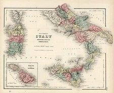 Europe, Italy, Mediterranean and Balearic Islands Map By Joseph Hutchins Colton