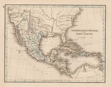 Texas, Southwest, Mexico and California Map By Thomas Gamaliel Bradford