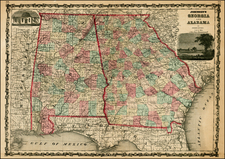 South and Southeast Map By Benjamin P Ward  &  Alvin Jewett Johnson