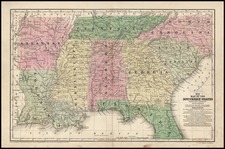 Map of Louisiana, Mississippi, and Arkansas by Samuel Augustus Jr MITCHELL  on Argosy Book Store