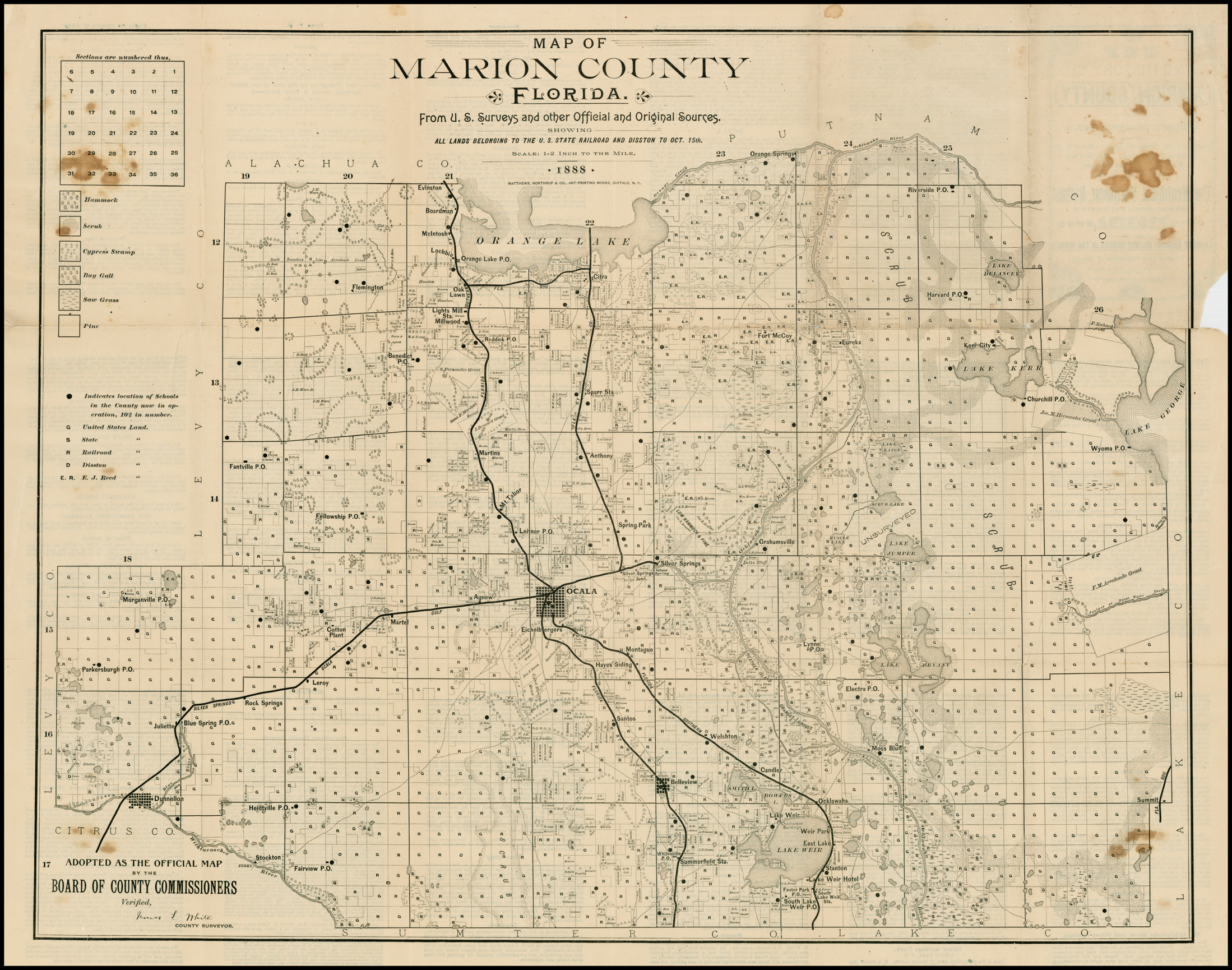 Map Of Marion County Florida From Us Surveys And Other Official And Original Sources Showing 4542