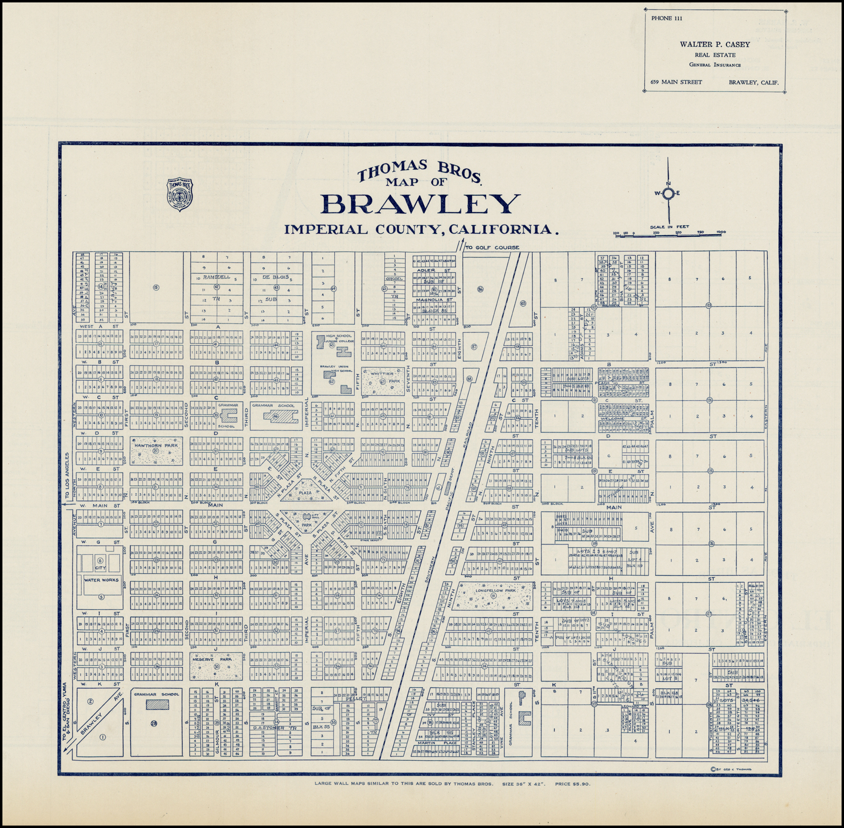Thomas Bros. Map of Brawley, Imperial County, California Barry