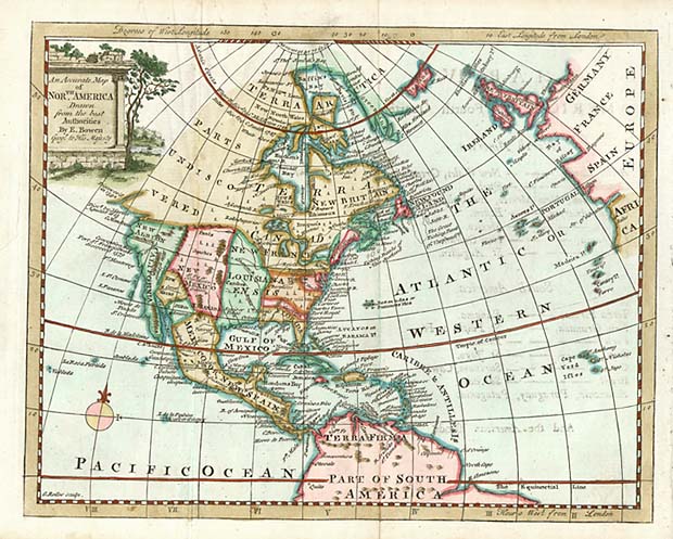 An Accurate Map Of North America Drawn From The Best Authorities By E Bowen Geographer To His 0347