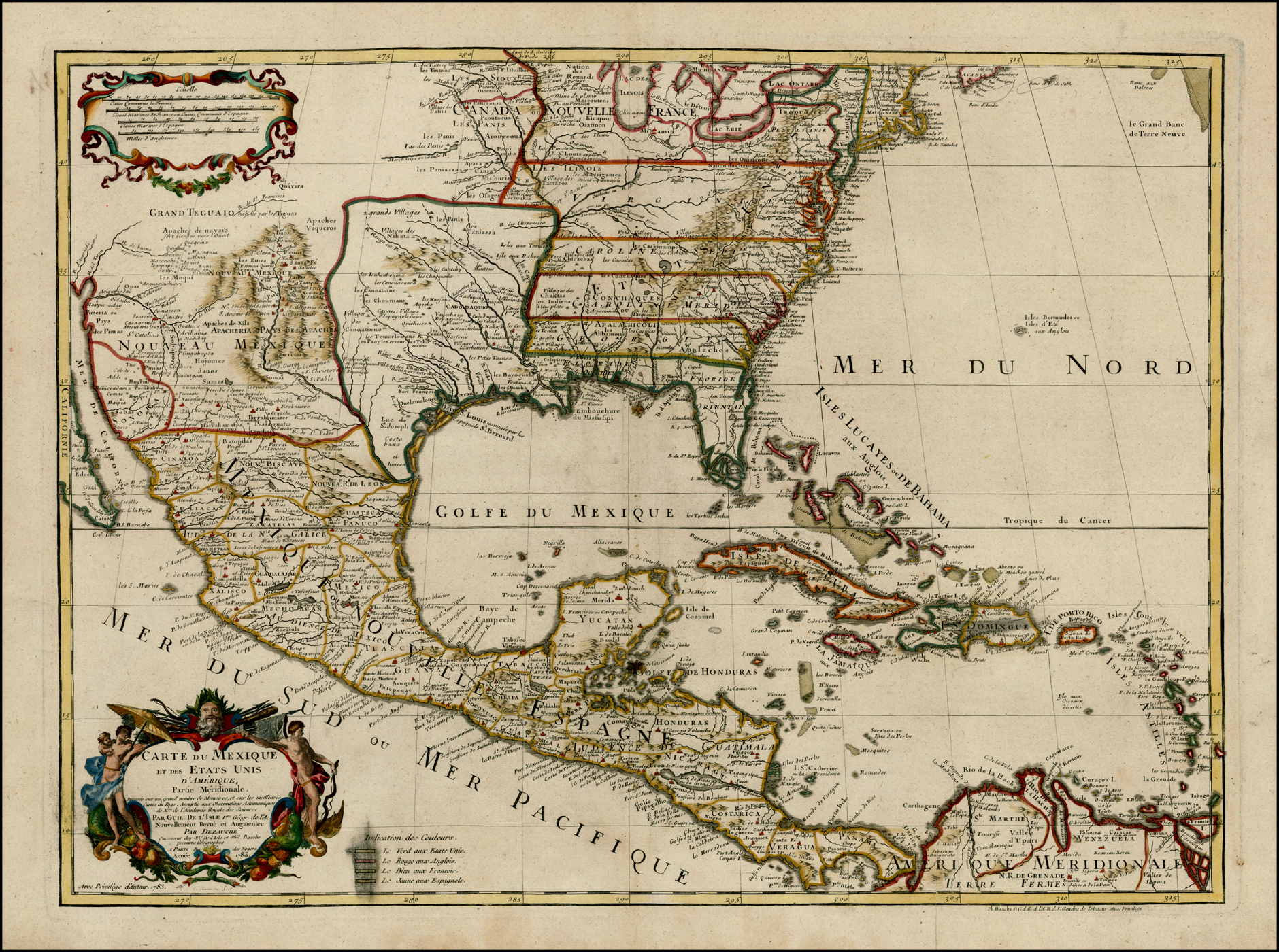 Carte Du Mexique Et Des Etats Unis d'Amerique, Partie Meridionale ...