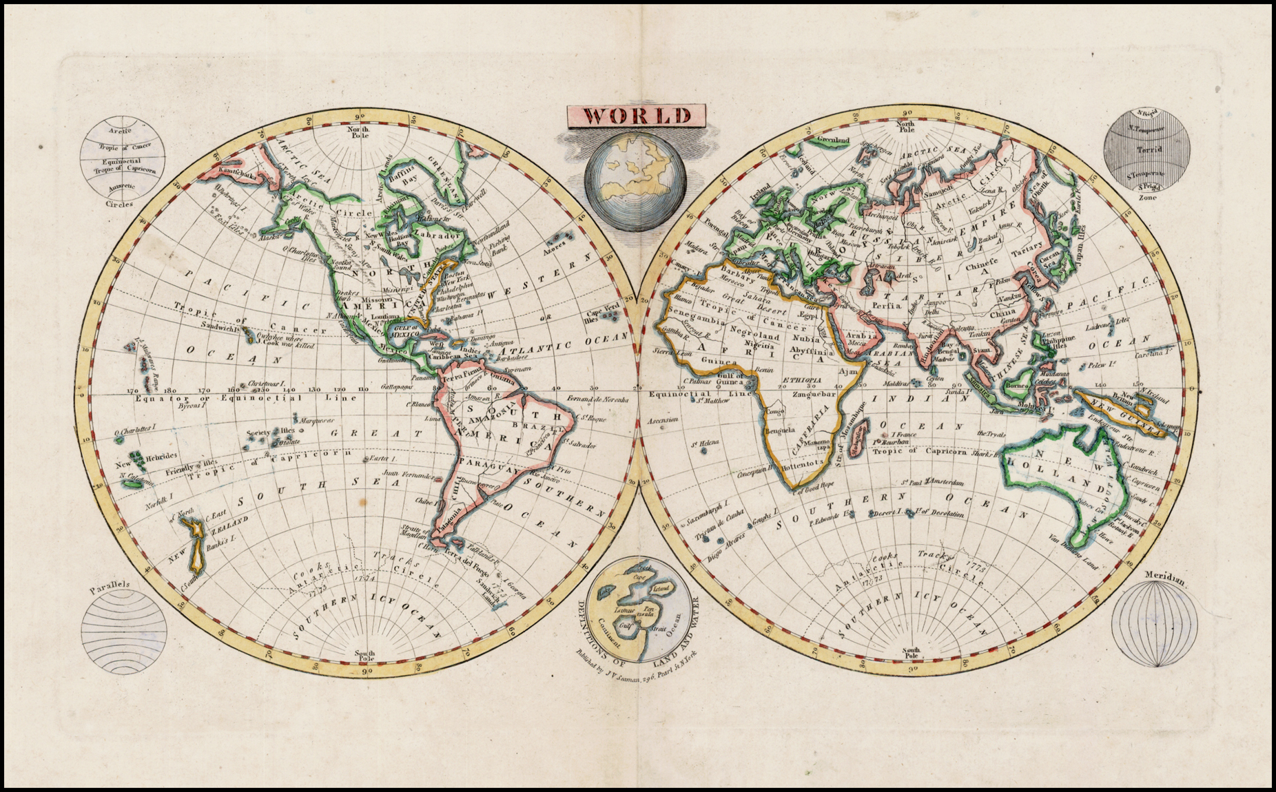 Карта мира 1800г