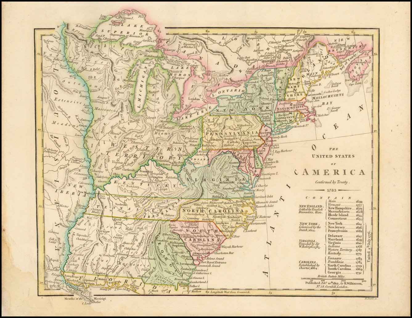 The United States of America Confirmed By Treaty 1783 [shows Franklinia ...