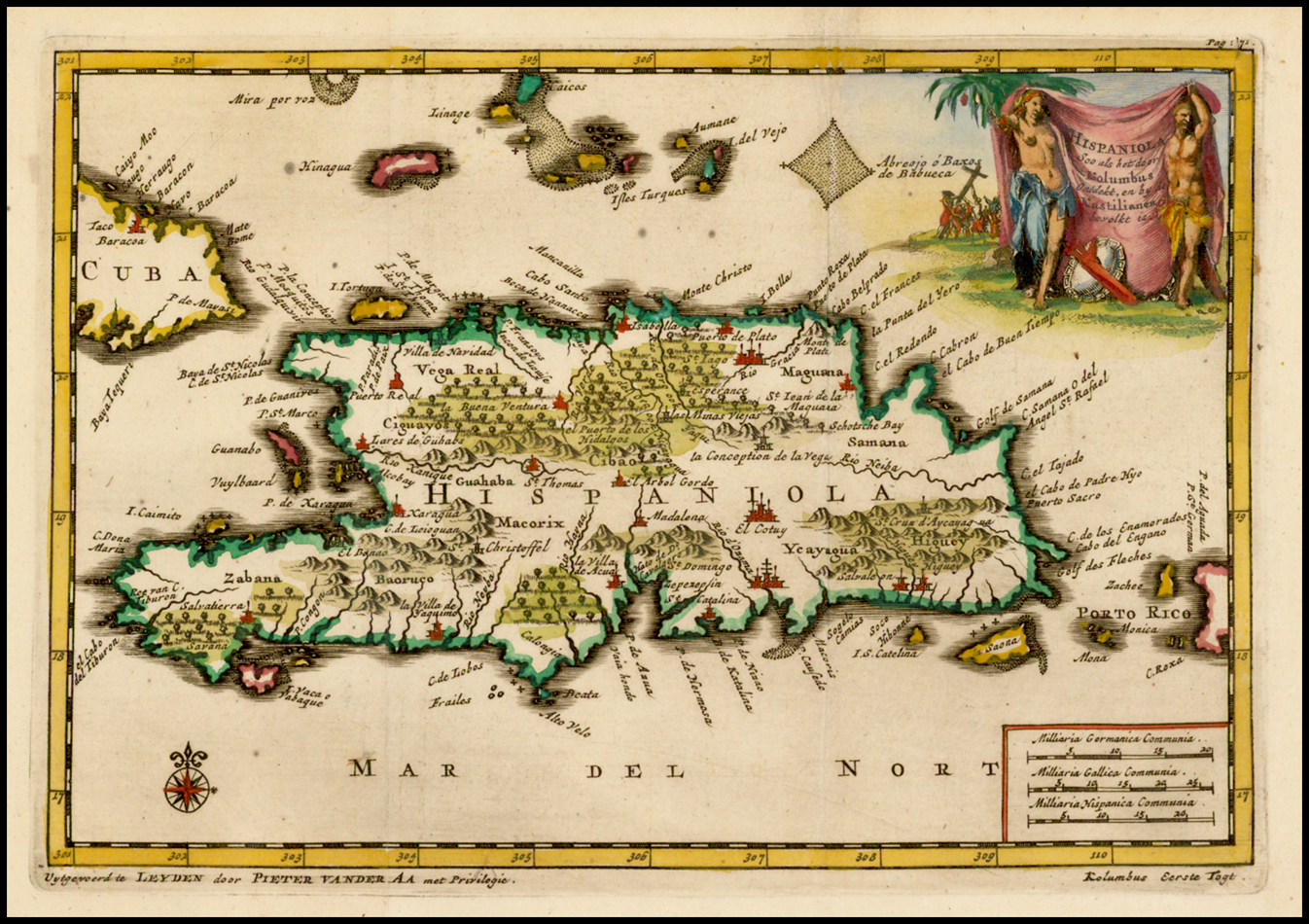 Hispaniola Soo als het door Kolumbus Ontdekt, en by de Kastilianen